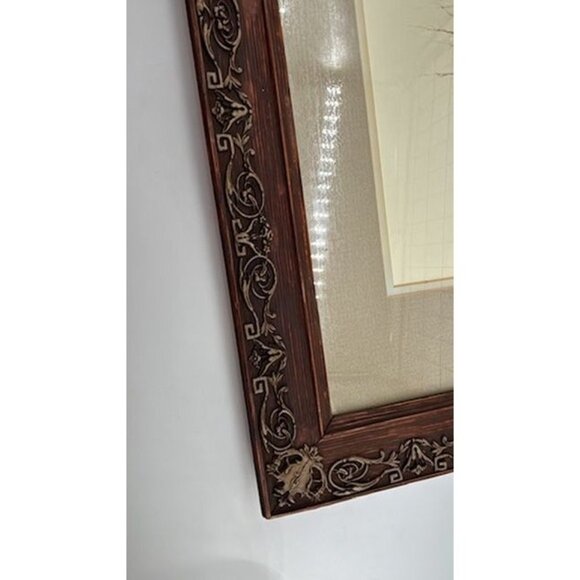 Antique Ornate Wood Frame With Intricate Carved Details 16.5"x13.5" Rustic Brown - Picture 10 of 16